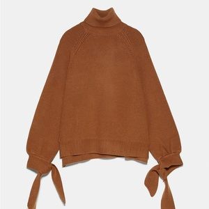 ZARA KNIT SWEATER WITH TIED CUFFS size small
